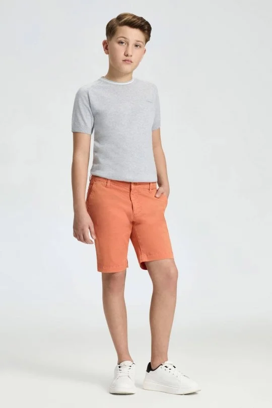 Hemington - Turuncu Pamuk Chino Çocuk Bermuda Şort (1)