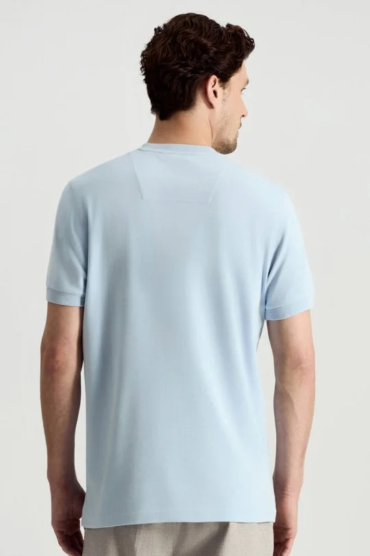 Hemington - Saf Pamuk Bisiklet Yaka Mavi Basic T-Shirt (5)