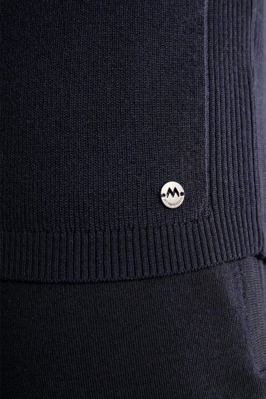 Üçgen Desen Lacivert Merino Yün Triko