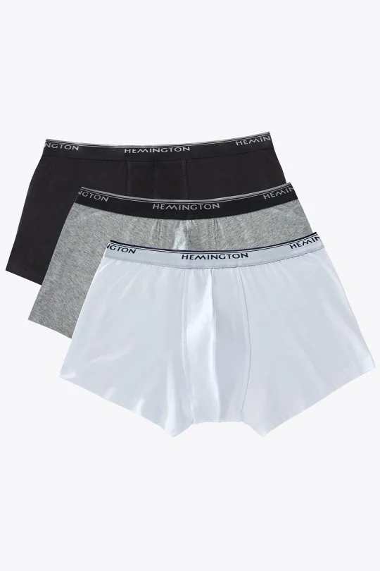 Hemington - Beyaz Gri Siyah Üçlü Boxer Seti (1)