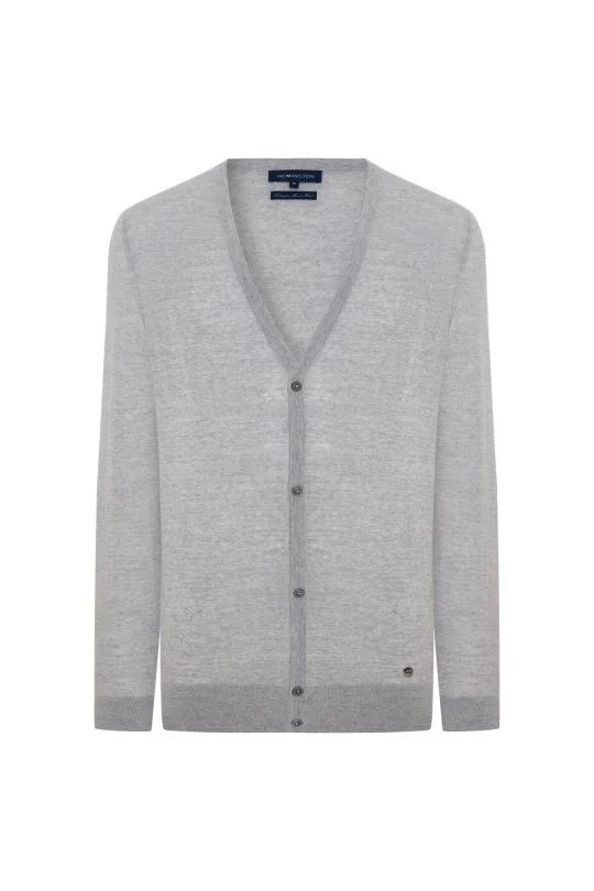 Hemington - Ultrafine Merino Yünü Açık Gri Triko Hırka (6)
