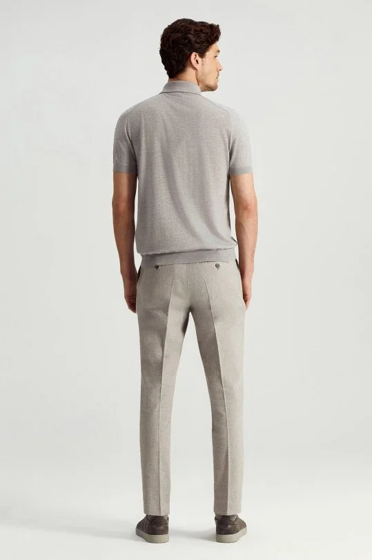 Hemington - Ultrafine Merino Yünü Açık Gri Triko Polo (5)