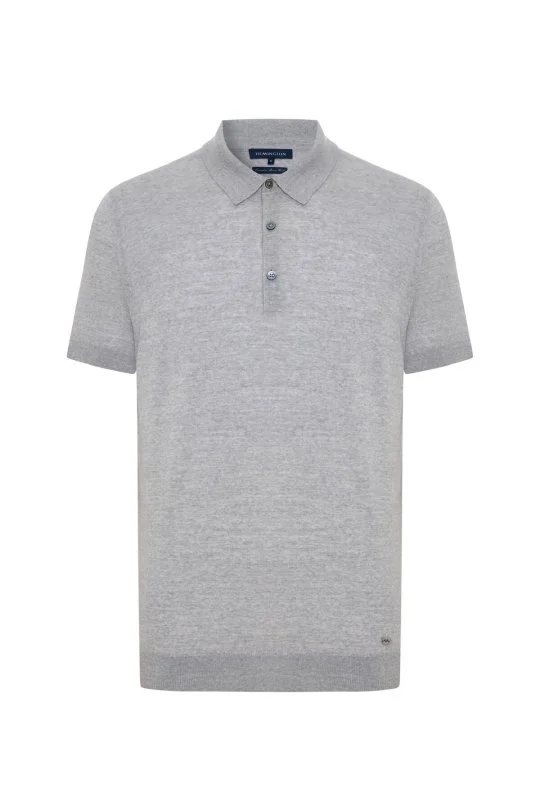 Hemington - Ultrafine Merino Yünü Açık Gri Triko Polo (6)