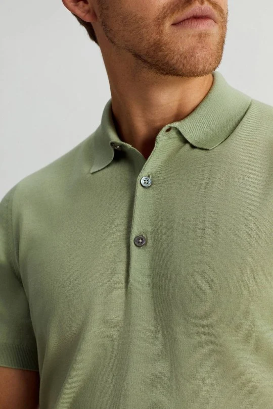 Hemington - Ultrafine Merino Yünü Açık Yeşil Triko Polo (3)