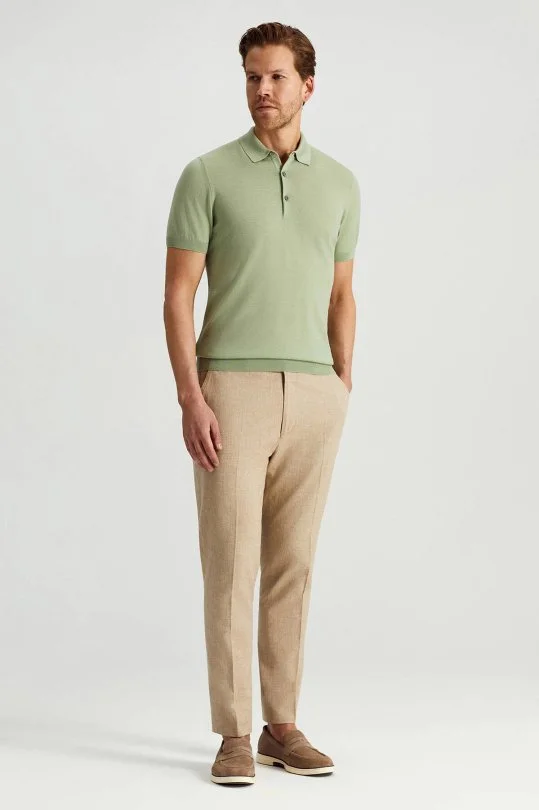 Hemington - Ultrafine Merino Yünü Açık Yeşil Triko Polo (2)