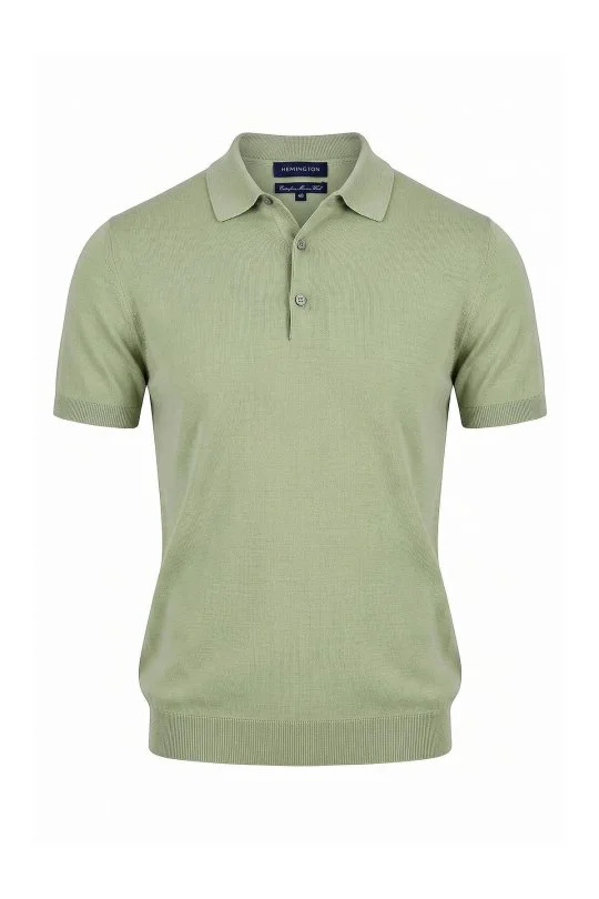 Hemington - Ultrafine Merino Yünü Açık Yeşil Triko Polo (6)