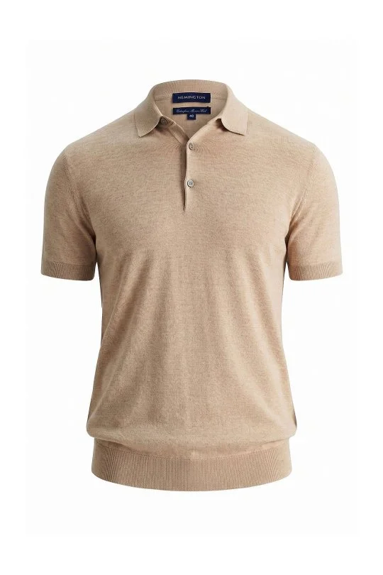 Hemington - Ultrafine Merino Yünü Bej Triko Polo (6)