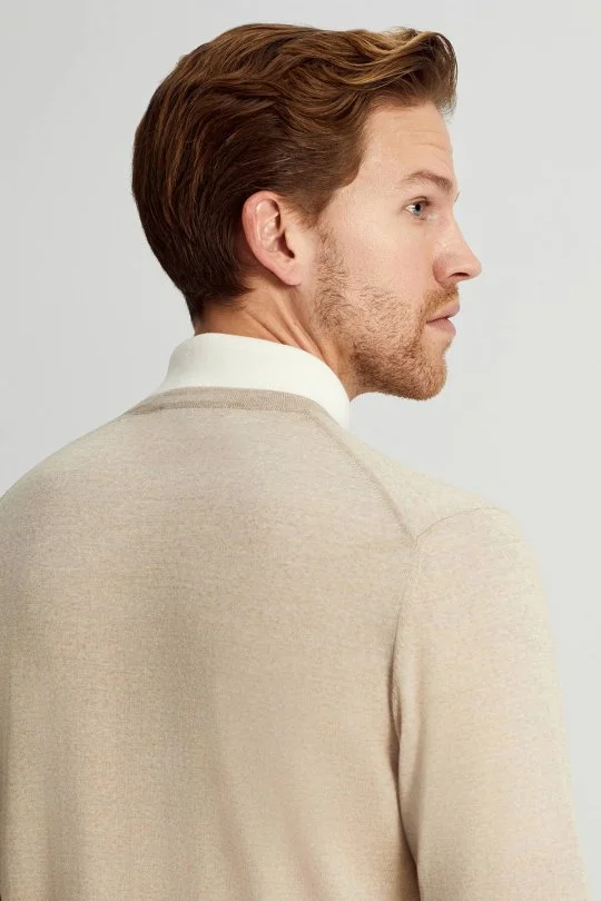 Hemington - Ultrafine Merino Yünü Krem Triko Hırka (4)