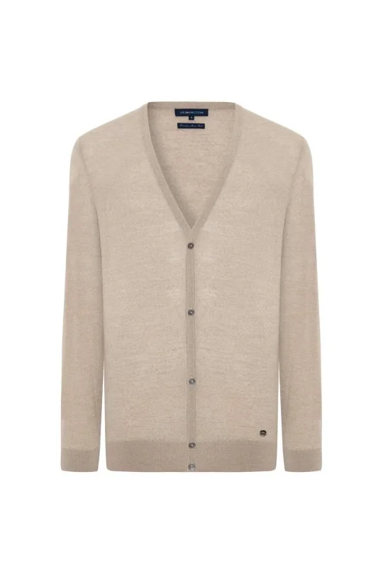 Hemington - Ultrafine Merino Yünü Krem Triko Hırka (6)