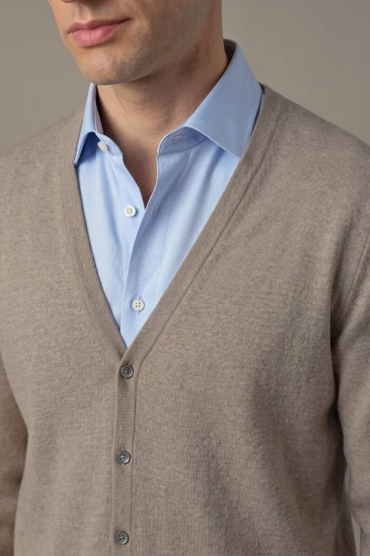 Hemington - Ultrafine Merino Yünü Krem Triko Hırka (3)