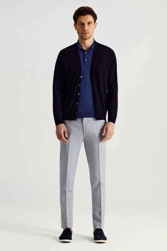 Hemington - Ultrafine Merino Yünü Lacivert Triko Hırka (2)