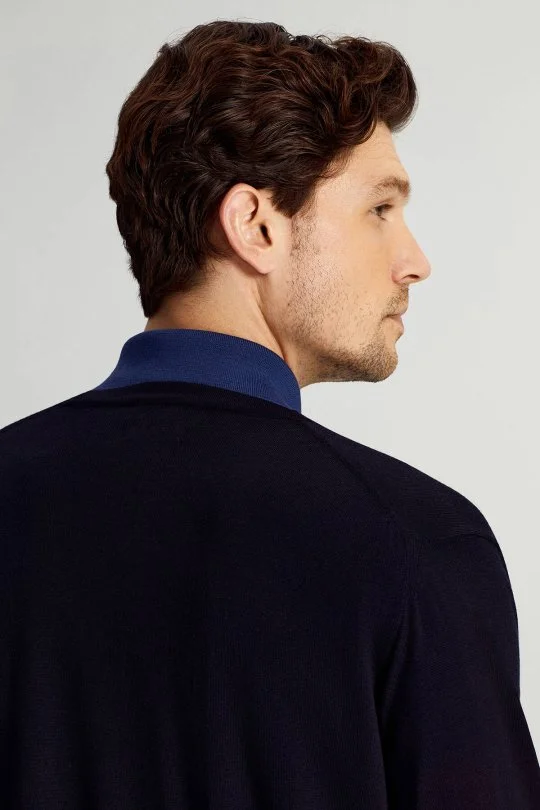 Hemington - Ultrafine Merino Yünü Lacivert Triko Hırka (4)