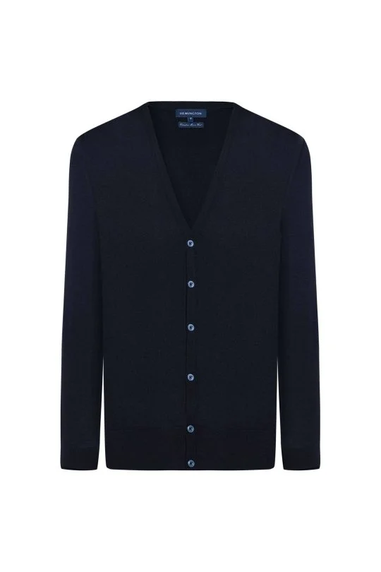 Hemington - Ultrafine Merino Yünü Lacivert Triko Hırka (6)