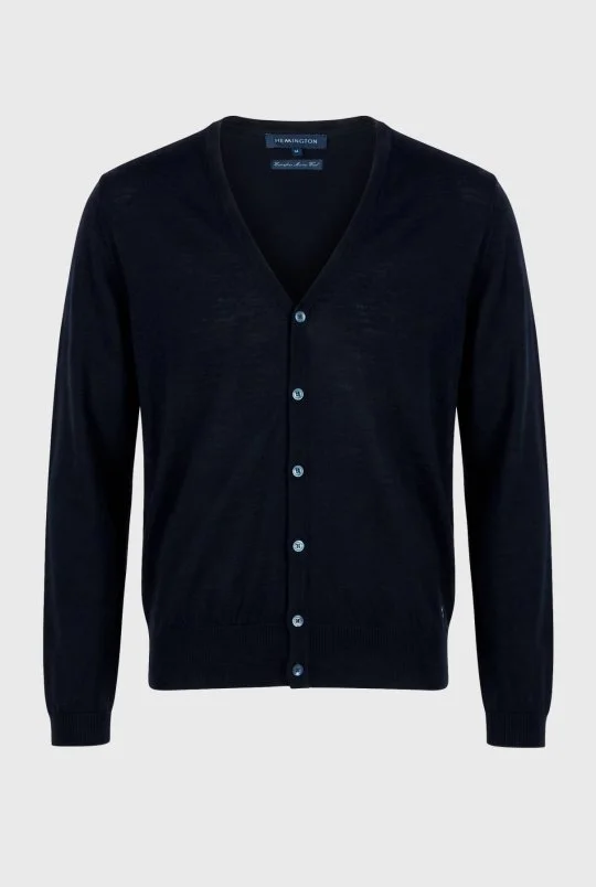 Ultrafine Merino Yünü Lacivert Triko Hırka