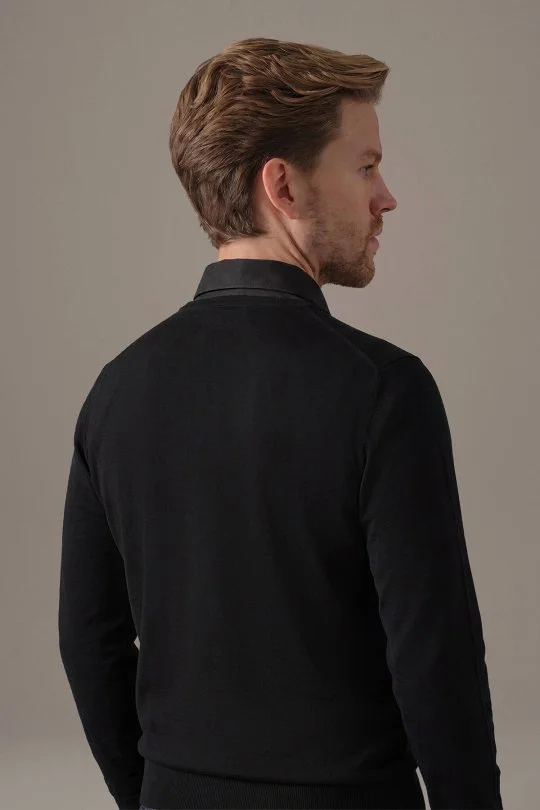 Ultrafine Merino Yünü Siyah Triko Hırka