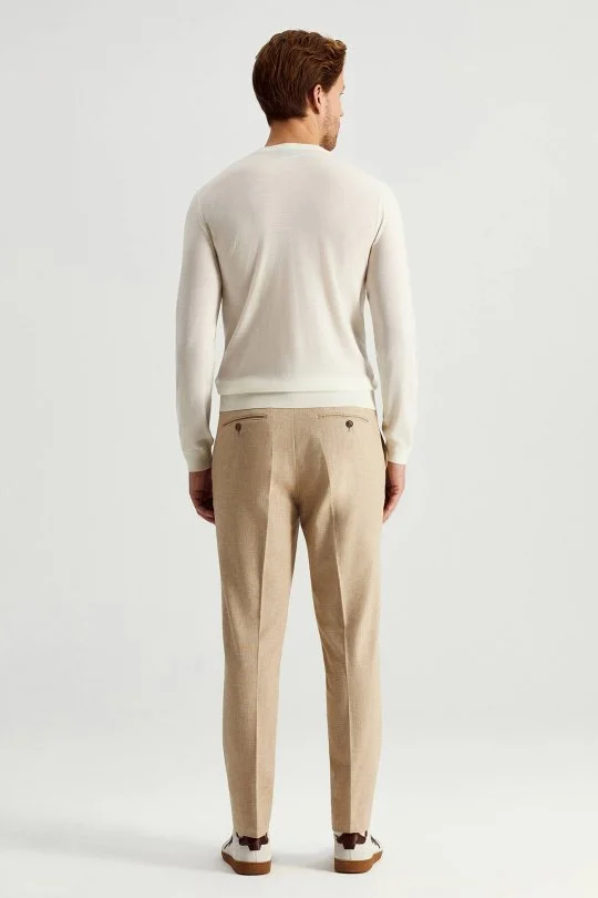 Hemington - Ultrafine Merino Yünü V Yaka Beyaz Triko (5)