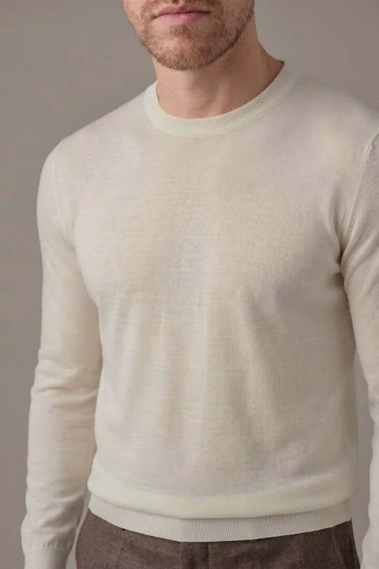 Hemington - Ultrafine Merino Yünü V Yaka Beyaz Triko (3)