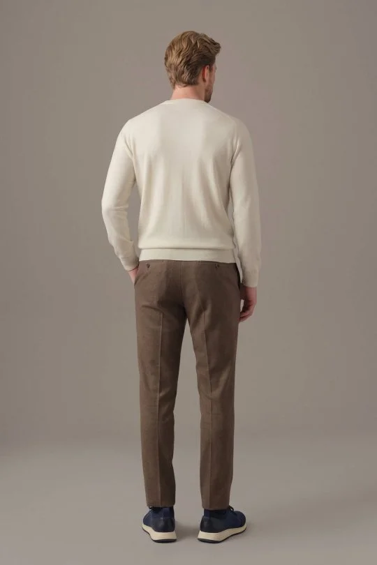 Hemington - Ultrafine Merino Yünü V Yaka Beyaz Triko (5)