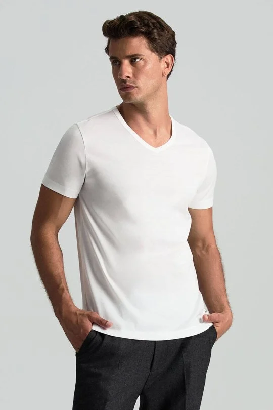 Hemington - Beyaz V Yaka Basic T-Shirt