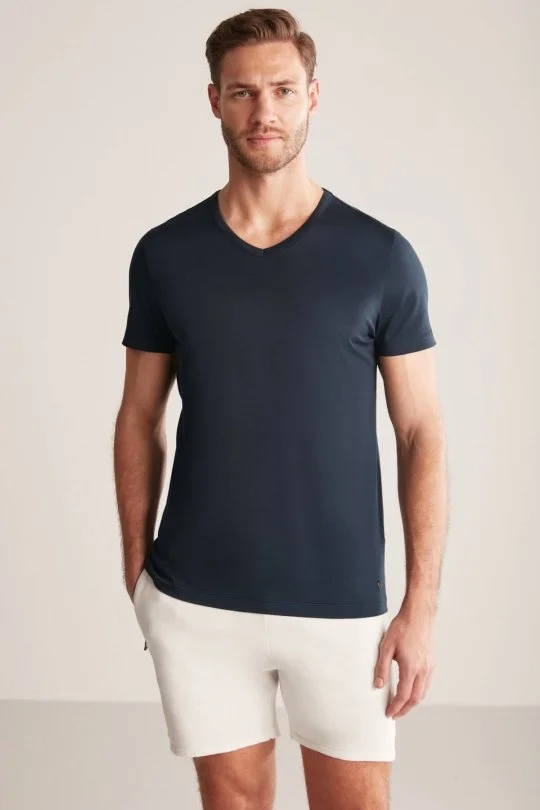 Hemington - Lacivert V Yaka Basic T-Shirt