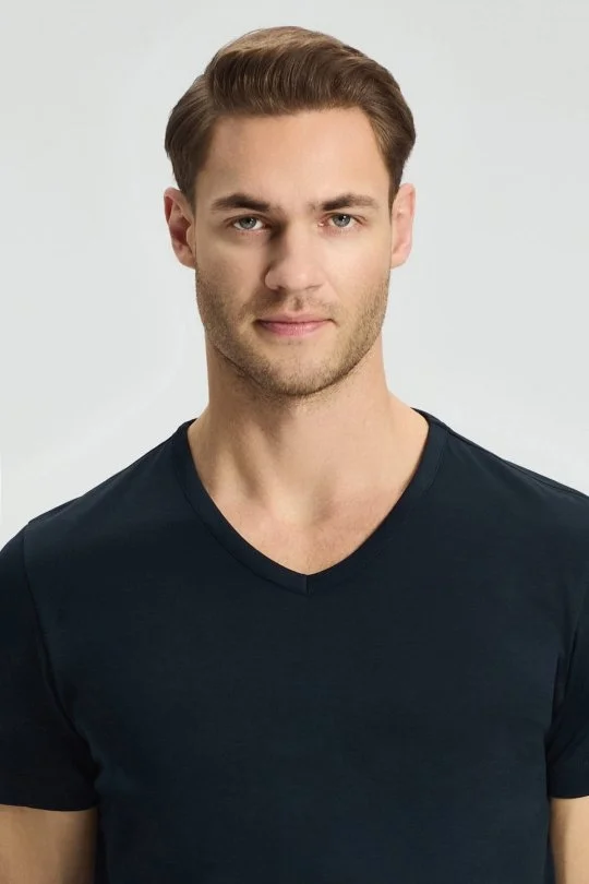 Hemington - Lacivert V Yaka Basic T-Shirt