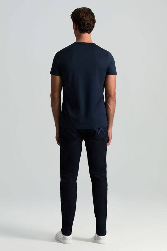 Lacivert V Yaka Basic T-Shirt
