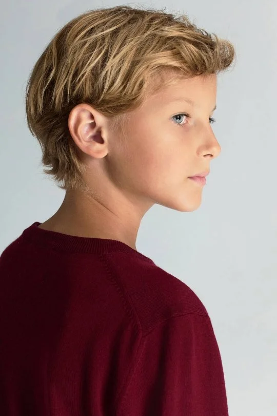 Hemington - V Yaka Merino Yün Bordo Çocuk Triko (2)