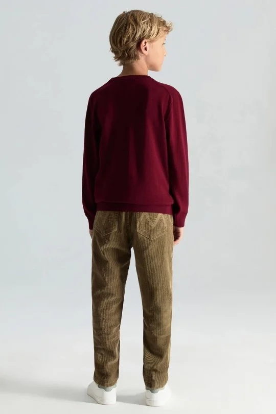 Hemington - V Yaka Merino Yün Bordo Çocuk Triko (3)