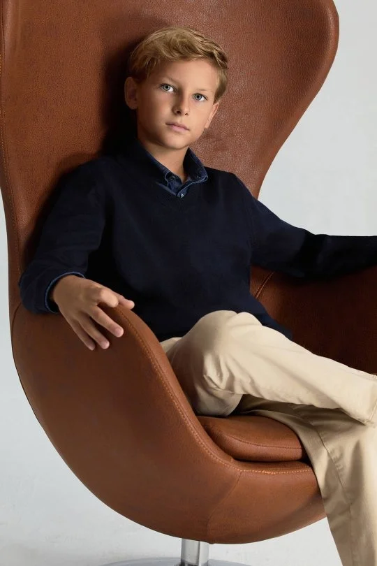 Hemington - V Yaka Merino Yün Lacivert Çocuk Triko (5)