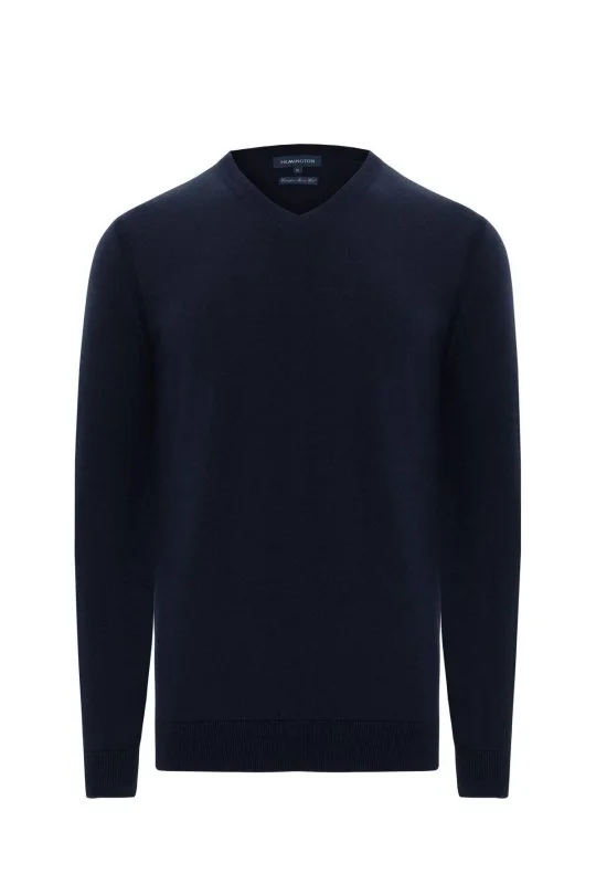 Hemington - V Yaka Merino Yün Lacivert Triko (6)