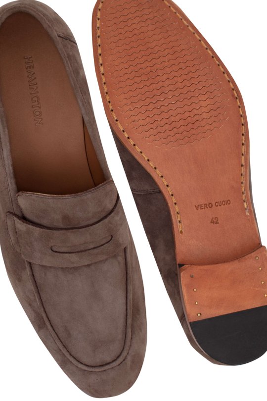 Vizon Rengi Süet Deri Loafer