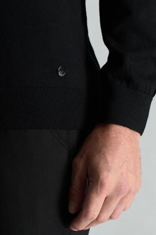 Hemington - Yarım Balıkçı Yaka Merino Yün Siyah Triko (5)