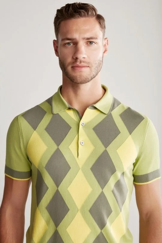Hemington - Yeşil Haki Baklava Desen Triko Polo (1)