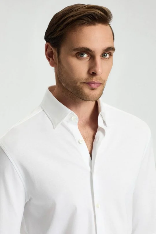 Hemington - Yumuşak Dokulu Supima Pamuk Gizli Düğme Beyaz Business Gömlek (3)