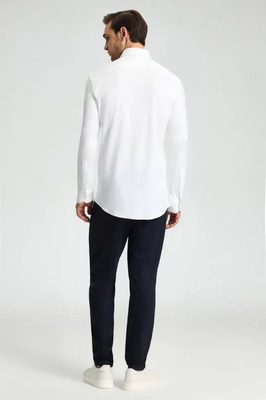 Hemington - Yumuşak Dokulu Supima Pamuk Gizli Düğme Beyaz Business Gömlek (5)