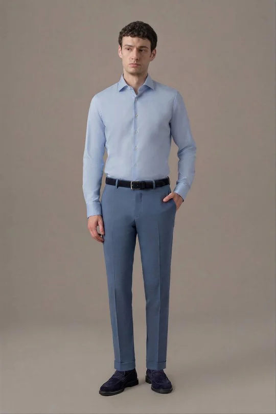 Saf Yün Mavi Chino Jogger Pantolon