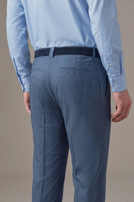 Saf Yün Mavi Chino Jogger Pantolon