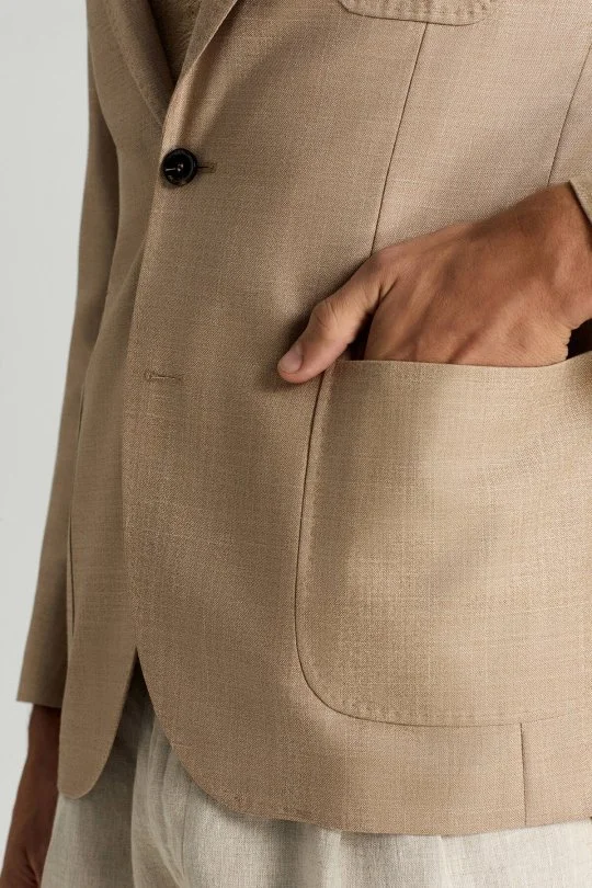 Hemington - Yün-İpek-Keten Karışım Açık Bej Blazer Ceket (5)