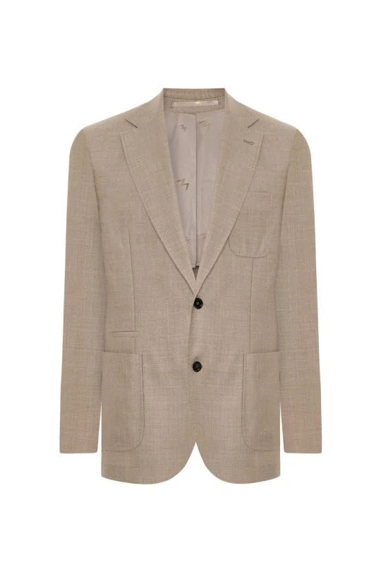 Hemington - Yün-İpek-Keten Karışım Açık Bej Blazer Ceket (7)