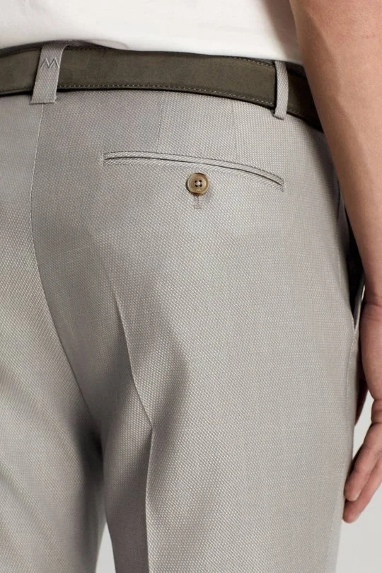 Hemington - Yün Karışımlı Armür Desenli Açık Gri Chino Pantolon (4)