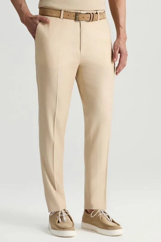 Hemington - Yün Karışımlı Armür Desenli Bej Chino Pantolon (2)