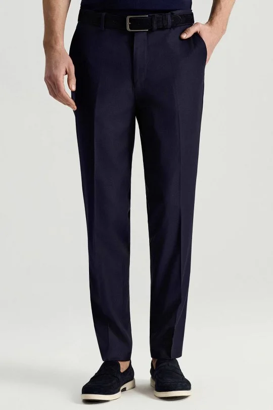 Hemington - Yün Karışımlı Armür Desenli Mavi Chino Pantolon (2)