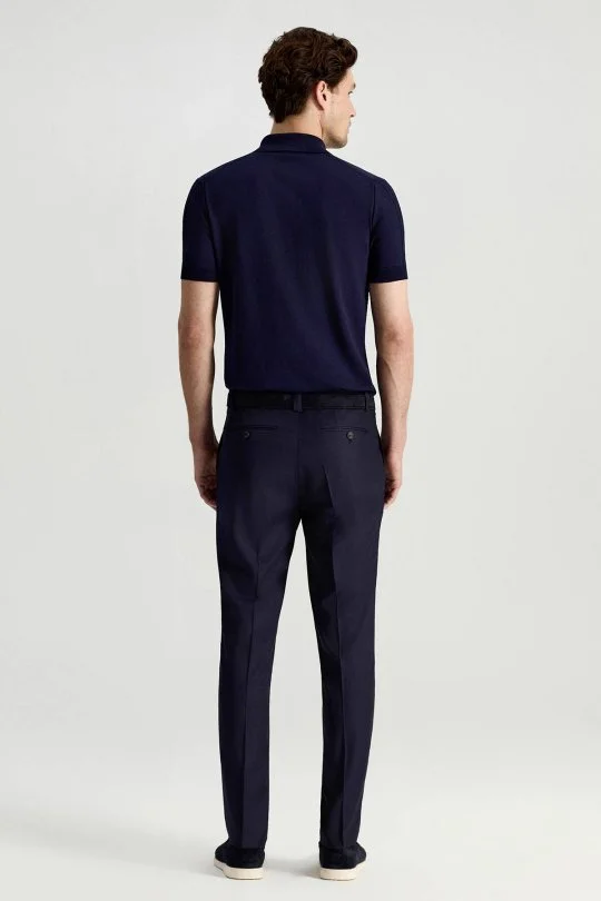 Hemington - Yün Karışımlı Armür Desenli Mavi Chino Pantolon (5)