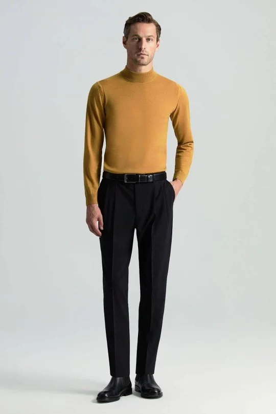 Hemington - Yün Karışımlı Bağcık Detaylı Siyah Chino Jogger Pantolon (1)