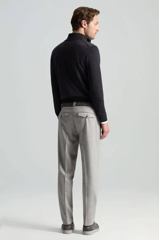 Hemington - Yün Kaşmir Açık Gri Flanel Chino Pantolon (3)