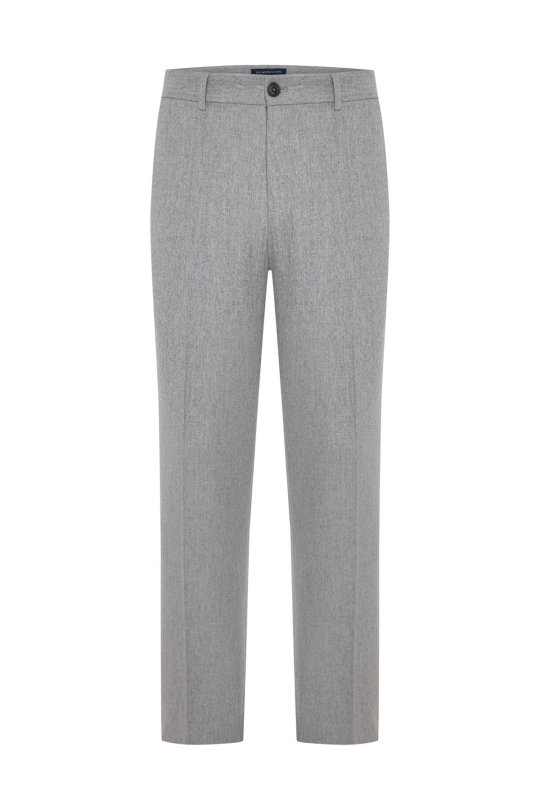 Yün Kaşmir Açık Gri Flanel Chino Pantolon