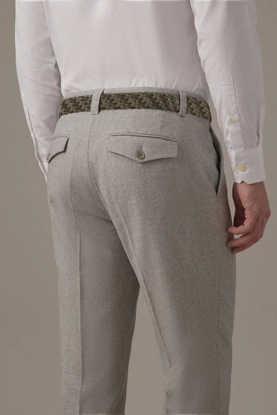 Yün Kaşmir Açık Gri Flanel Pantolon