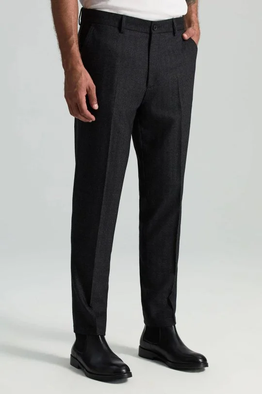 Hemington - Yün Kaşmir Antrasit Flanel Chino Pantolon