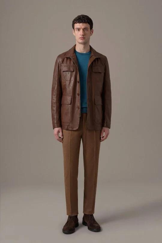 Yün Kaşmir Bronz Rengi Flanel Pantolon