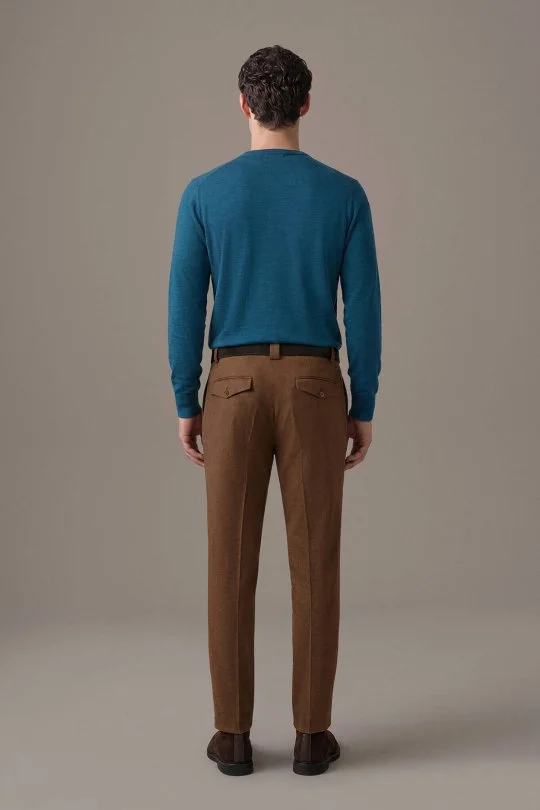 Yün Kaşmir Bronz Rengi Flanel Pantolon